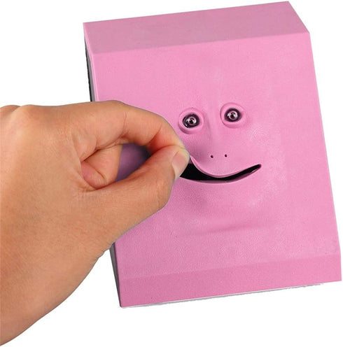 Novelty Coin Money Eating Musical Face Bank, Automatic Money Saving Piggy Bank for Kids (Pink Flat)