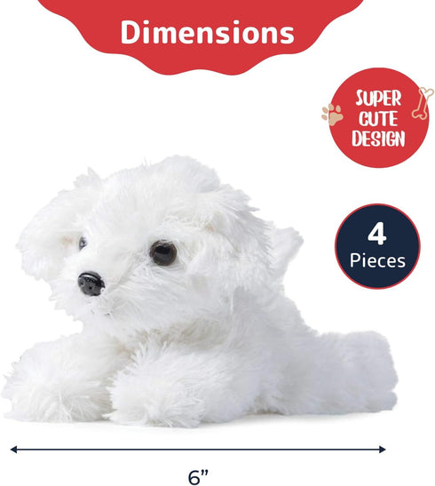 PREXTEX Stuffed Puppies, Set of 4 Cute Dog Toy Stuffed Animals for Kids, 6 Inch Small Plushies