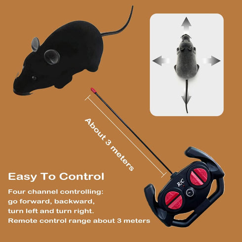 Giveme5 Remote Control Fake Rat Realistic Mouse Cat Toy, Interactive Toy Figures for Cats, Black