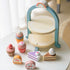 MIKNEKE Set Set Sets Wooden Dessert Cake Play Food Toys, Pretend Play Kids Tea Party for Little Girls Toddlers