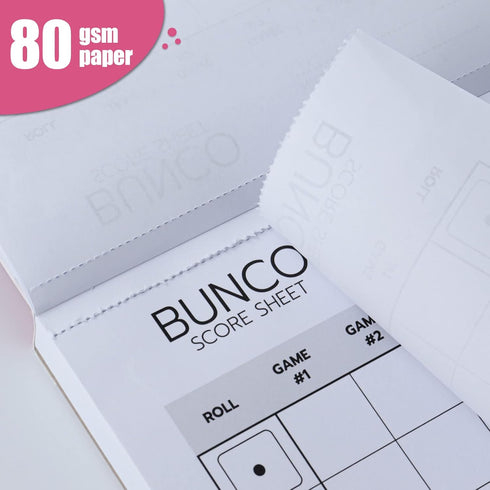 Bunco Score Sheets, 100 Large Print Single Side Sheets with Perforation for Bunco Game Kit and Party Supplies