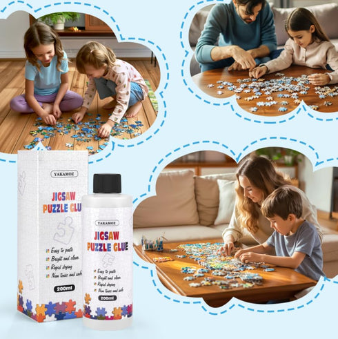 YAKAMOZ 10000 (400ML) Clear Jigsaw Puzzle Glue with Precision Applicator Non-Toxic, Quick Dry & Water-Soluble