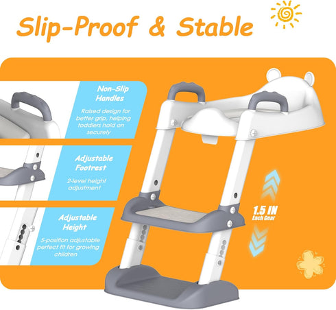 HBTower Potty Training Seat with Step Stool Ladder for Toddlers, Adjustable Kids Toilet Seat with Splash Guard