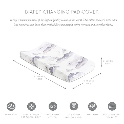300 Count, (32" 16"), Oilo Changing Pad Cover, Breathable Turkish Cotton Fitted Jersey, Thread Machine Washable, Fits