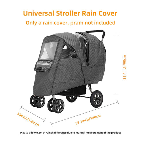 Lydomie Rain Cover for Stroller Winter, Universal Double Stroller Rain Cover Front Back, Double Stroller Cover for Rain