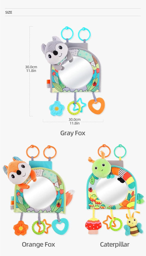 Koty Infant Car Seat Toy - Kick and Play Activity Center with Mirror, Teether, Crinkle Paper, Fun Travel Baby Toy for