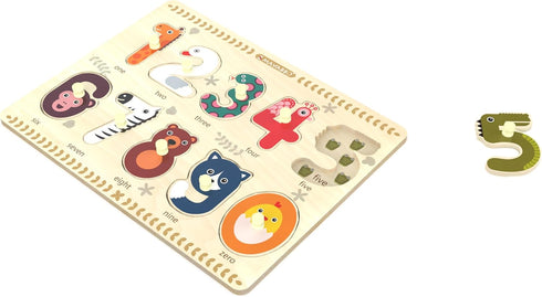Puzzles for Toddlers 2-4, Wooden Peg Puzzle for Preschool Kids, Number Learning Baby Board Toys, 1 2 3 Shape Knob Puzzle