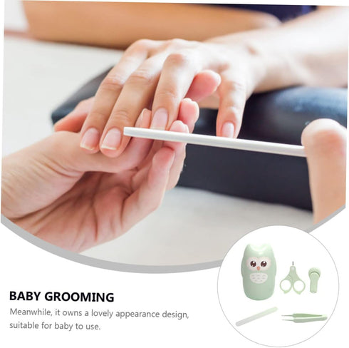 Set UPKOCH Nail Care Boy Girl Grooming with Nail Clippers Manicure Tools and Fun Owl Design Mint Green for Newborns