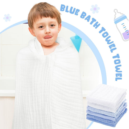 8 Pack Set 100% Peryiter Baby Bath Towels and Wash Cloth Muslin Hooded Soft Cotton Baby Hooded Bath Towel Absorbent
