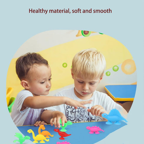 YUERFEILA 16 PCS Suction Cup Toys No Hole Bathtub Shower Toy Party Favor for Kids ,Dinosaur Silicone Sucker Toys Travel