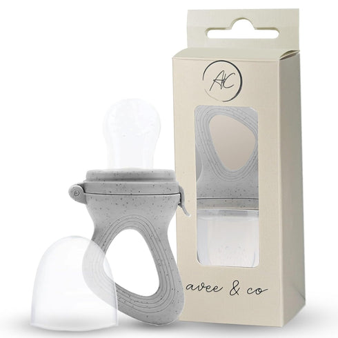 Avee & Co Silicone Teething Pacifier and Fresh Fruit Feeder, Baby Pacifier for Teething, Toddler Toy (Grey)