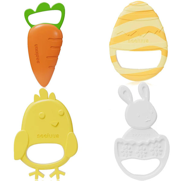 Easter Teething Toys for Babies, Soft Silicone Baby Easter Chew Toy, My First Easter Teether for Toddlers