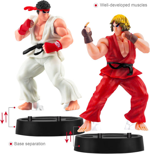 2PCS Solid PVC Street Fighter Hero Action Figure Set, 9.2cm