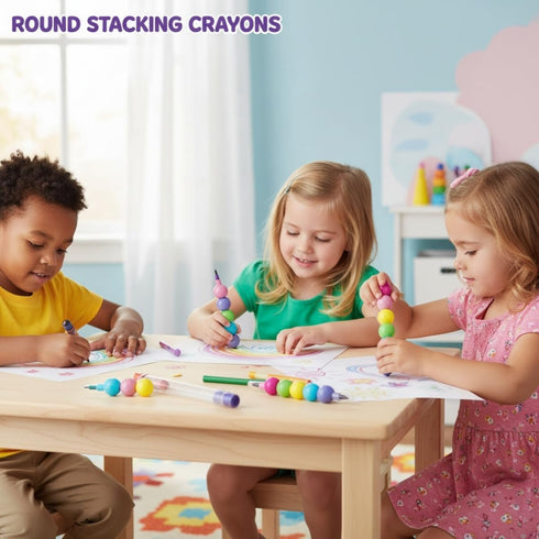 Set 12, 6 Fun Express Round Stacking Crayons for Kids - of Each has Colors per Crayon - Classroom Teacher Supplies