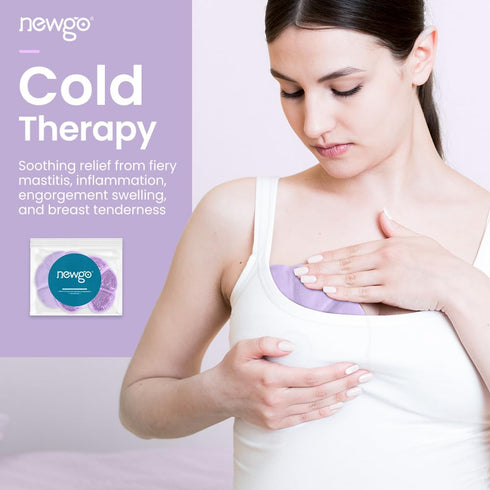 NEWGO Breast Ice Pack, 2 Pack Gel Ice Pack for Surgery, Reusable Hot or Cold Therapy Breast Pad (Purple)