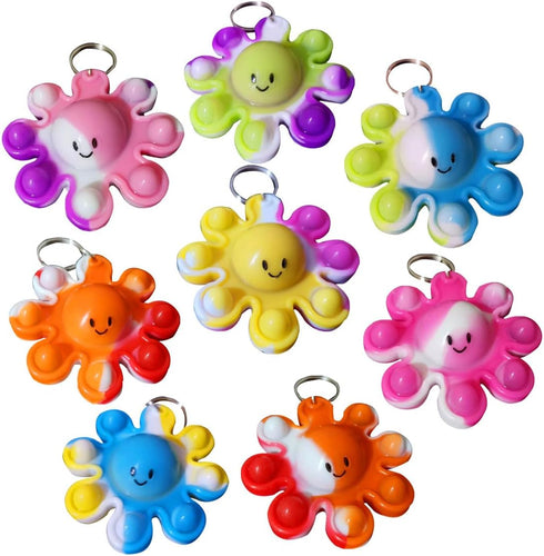 12 Packs Bulk Octopus Fidget Bubble Mini Pop Keychain Fidget for Teens and Kids, Birthday Party Favors Supplies