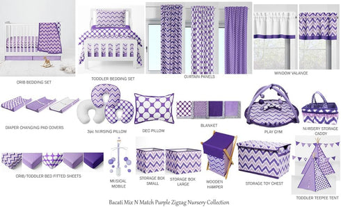 Ruffled Bottom Dots Crib Skirt - Purple by Bacati