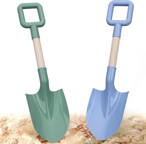 Dilabnba 16in/40cm Kids Beach Spades Sand Shovels Toy, Sturdy Wood Handle ABS Plastic Shovel for Garden Sand Beach