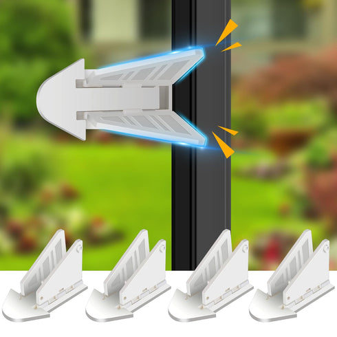 4PACK Sliding Glass Door Lock, Baby Proofing Window Door Locks Security Bar for Kids Patio Closet Doors