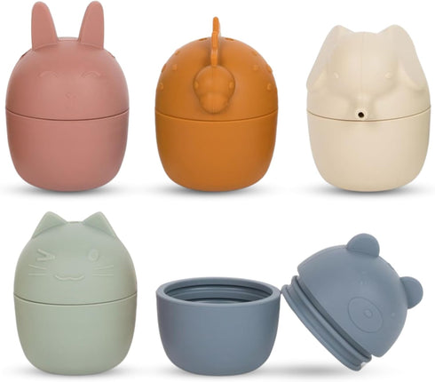 Brooklyn Neutral Non Toxic, Silicone Bath Toys-5 Pack Animal Bathtub and Water
