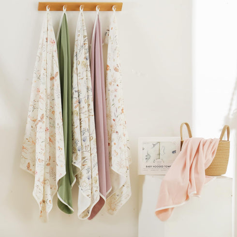 2 Pack 34"x 34" GRSSDER Baby Hooded Towel for Newborn, Super Soft Bath Towels with Original Design, Ultra Absorbent