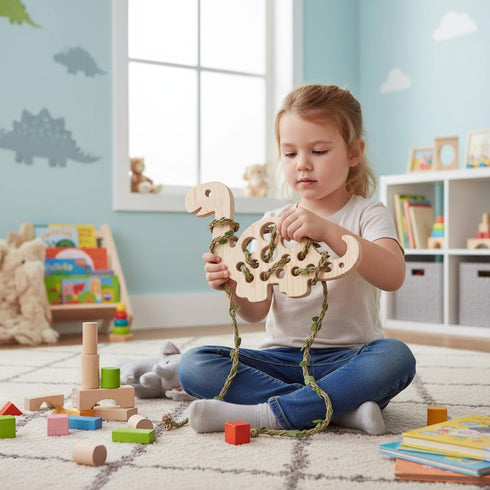 Eray Wooden Lacing Toys for Kids DIY Toy Plane Activities Car Travel Toy Montessori Educational Learning Threading Toys