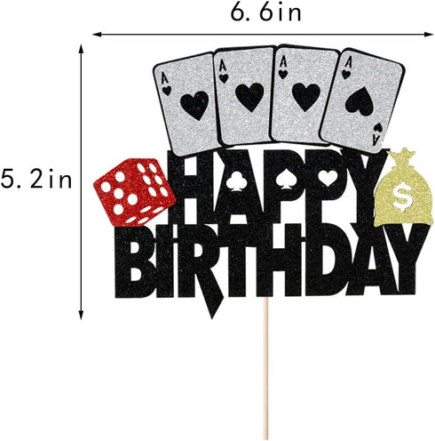 Poker-Themed Cake Topper - Dice & Cards Birthday Decoration