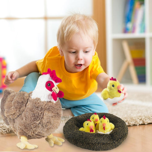 9 1 Set, in Chicken Stuffed Animal Stuffed Chicken Plush Toy Egg Laying Hen with Zipper and Baby Chicks Plush Chickens