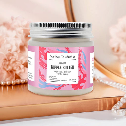 Mother To Mother 2 oz, 2 Organic Nipple Butter Breastfeeding Cream by | Lanolin-Free, Safe for Nursing & Dry Skin