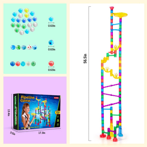Meland Marble Run - 132Pcs Marble Maze Game Building Toy for Kids, Marble Track Race Set & STEM Learning Toys for Ages