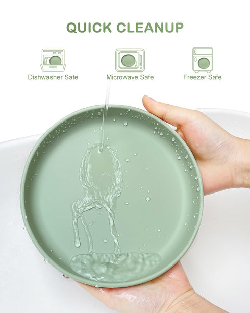 (3 Pack), Classic Toddler Plates with Suction Non Toxic & BPA Free Silicone Suction Plates for Baby Toddler Kids, Non