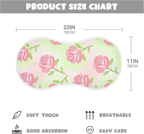 decor gift 4 Pack 22x11in Cotton Burp Cloths Muslin Soft and Absorbent? Spring Red Rose Green Pattern spit up Rags
