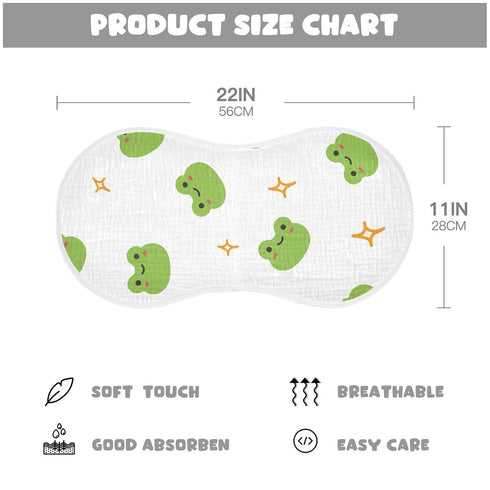 WELLDAY Set 1, 22 11 Inch Muslin Baby Burp Cloths of Soft Absorbent Cute Frog Muslin Washcloths, Bibs, Face Towel