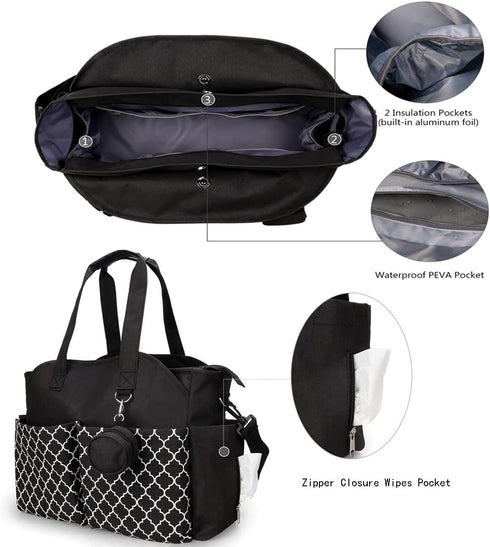 Lmbabter Upgraded Diaper Bag Tote with Changing Station - Versatile Baby Bag with Adjustable Strap