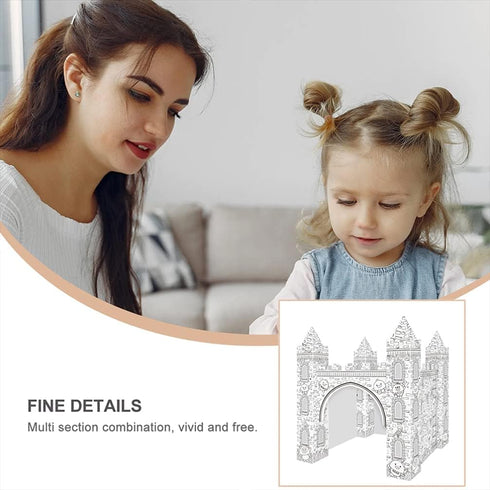 1 Set 3D EXCEART Colorizing Castle Paper Fairy Tale Castle Paintable Cardboard Castle Kids Art Craft Supplies