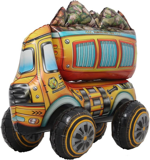 RUIANSI Self standing 4D Aluminum foil balloon toy armed forces digger engineering vehicle