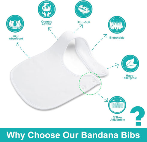 Soft and Absorbent Organic Cotton Baby Bibs Set for Boys Girls, Drool Bandana for Newborn 0-36 Months