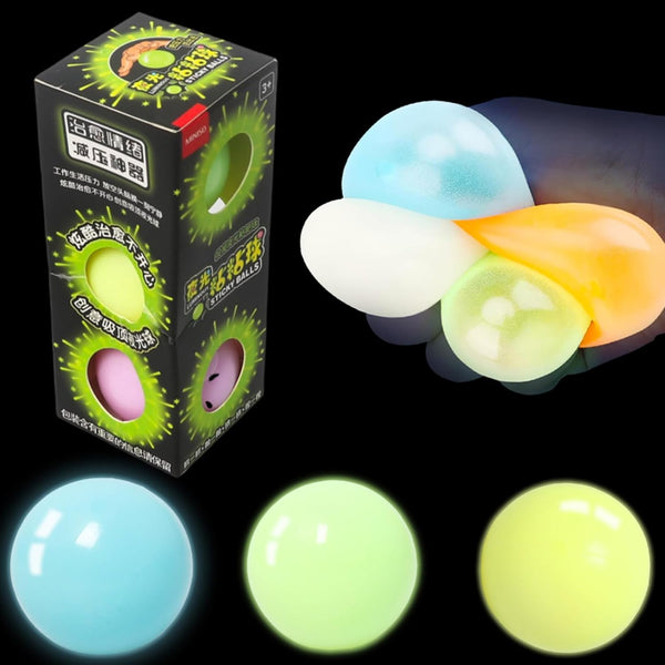 Yidayes 3pcs 2.4in Lumi Balls,Dream Balls,Glow in The Dark Sticky Ball that Stick