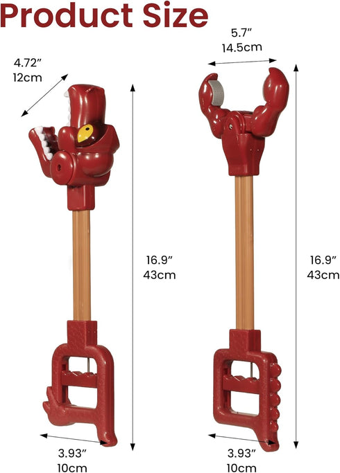 2 16.9'' PCS Dinosaur Grabber Toy, Dino Grabber Claw for Kids, Durable Plastic Dinosaur Claws Pickup Tool, Children