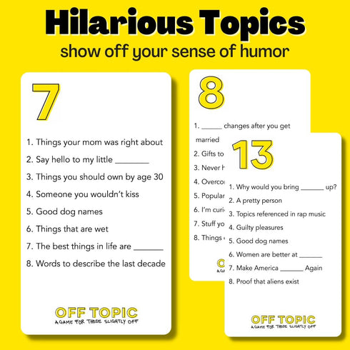 2-8 OFF TOPIC Party Game for Adults - Fun Adult Board Games for Groups of Players - Hilarious Game Night Card Game