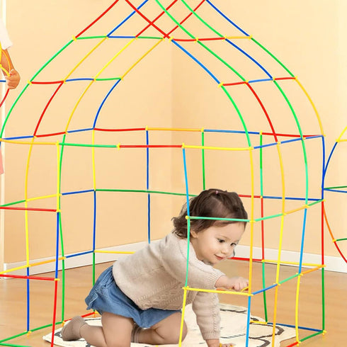 Straw Constructor STEM Building Toys - 800 pcs Colorful Interlocking Plastic Engineering Toys for Kids, Develops Motor