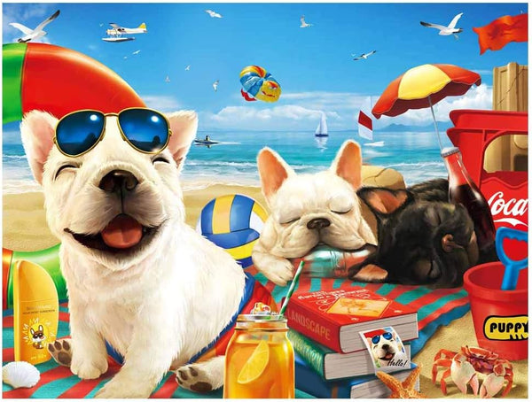 500 Pieces Jigsaw Puzzle for Adults and Kids, Happy Dog Sunbath 1 Gift Idea