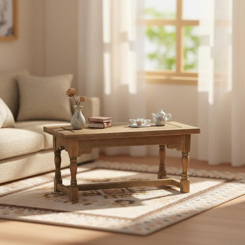 1:12 LOGOFUN Dolls House Miniature Wood Table Mini Wooden Table Model Scale Tiny Dining Table for Doll House Kitchen