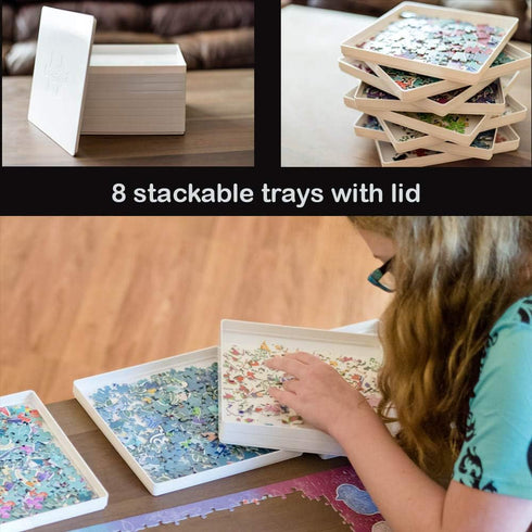 8 8" 8" 1000 PUZZLE EZ Puzzle Sorting Trays with Lid x with Mover Card Hold Up to Pieces Space Saver Gift for Puzzle