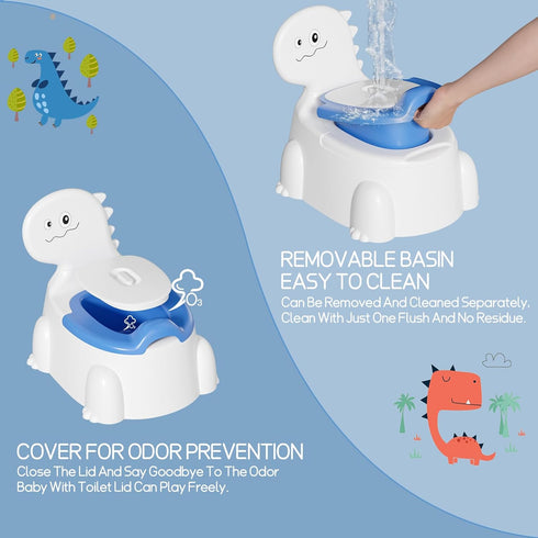 Potty Training Toddler Toilet Seat, Toilet Potties Training for Children Infant Baby Dinosaur Potty Chair with Splash
