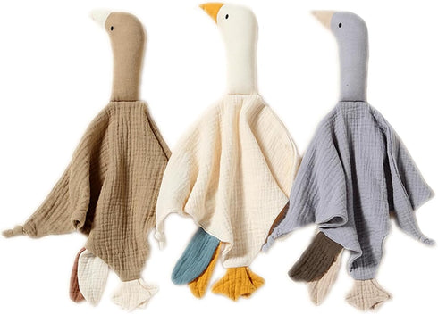 Baby Loveys Security Blankets, Soft Cotton Muslin Cuddly Lovies for Infants Unisex Boy Girls, Cuddle Goose White