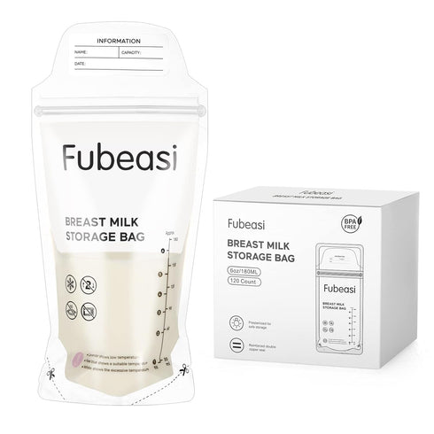 Fubeasi Breastmilk Storage Bags 120 Pack | 6 Ounce Medical-Grade PE, Double Zipper