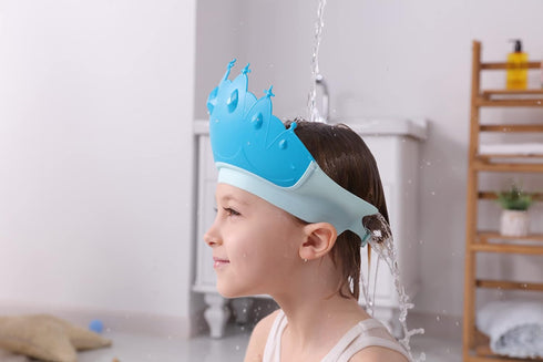 Baby Shower Cap Shield | Baby Bath Set with Shower Cap, Water Cup, Massage Brush | Visor Hat for Eye and Ear Protection
