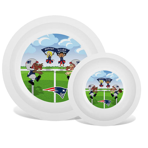 Baby Fanatic NFL Legacy Infant Plate & Bowl Set, New England Patriotic, for Ages 6 Months & Up
