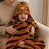 Moyra Collective Hooded Baby Blanket Knitted Cotton | Soft & Breathable Newborn & Infant Blanket | Tiger Design |